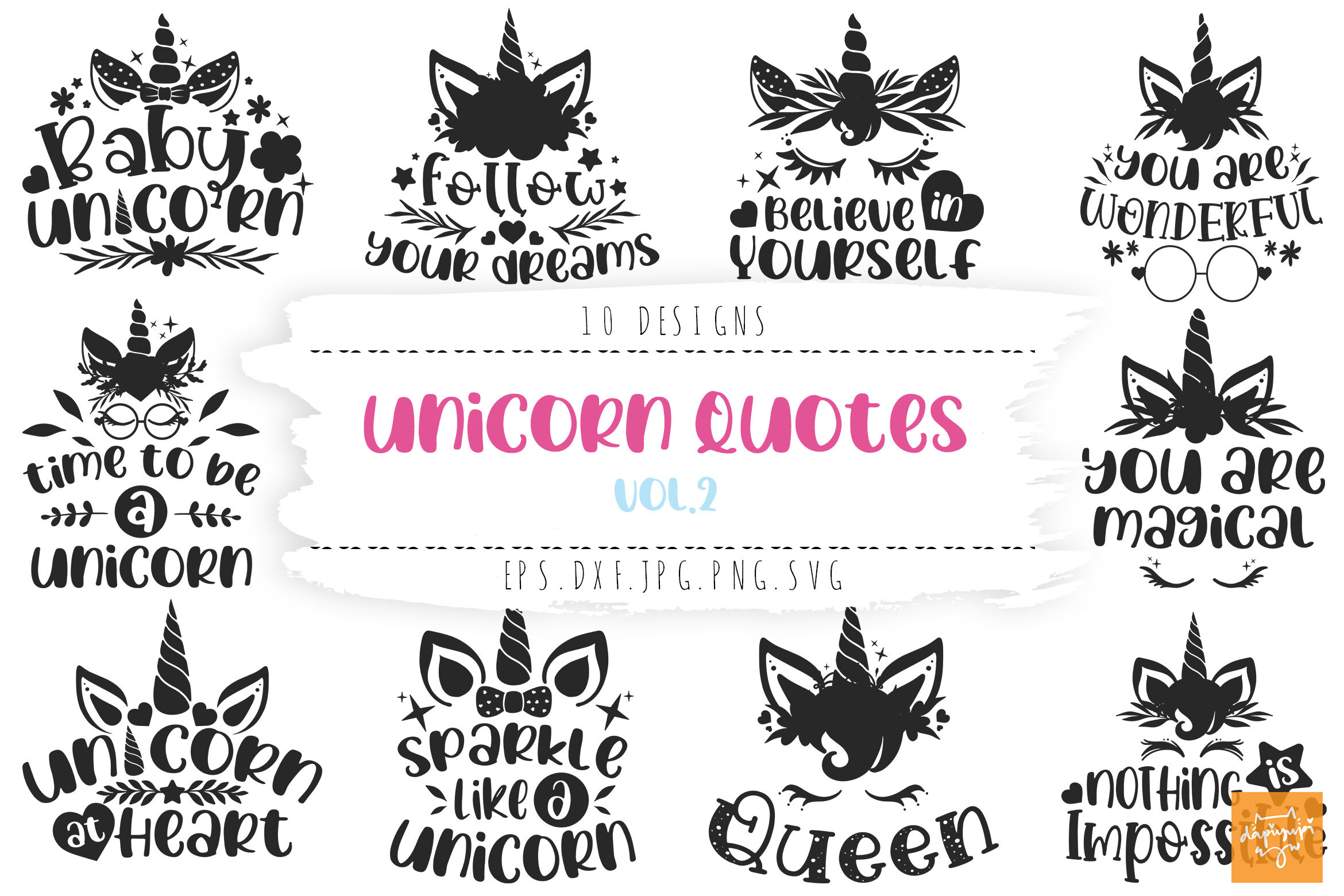 Unicorn Quotes SVG Bundle Vol.2 By dapiyupi | TheHungryJPEG