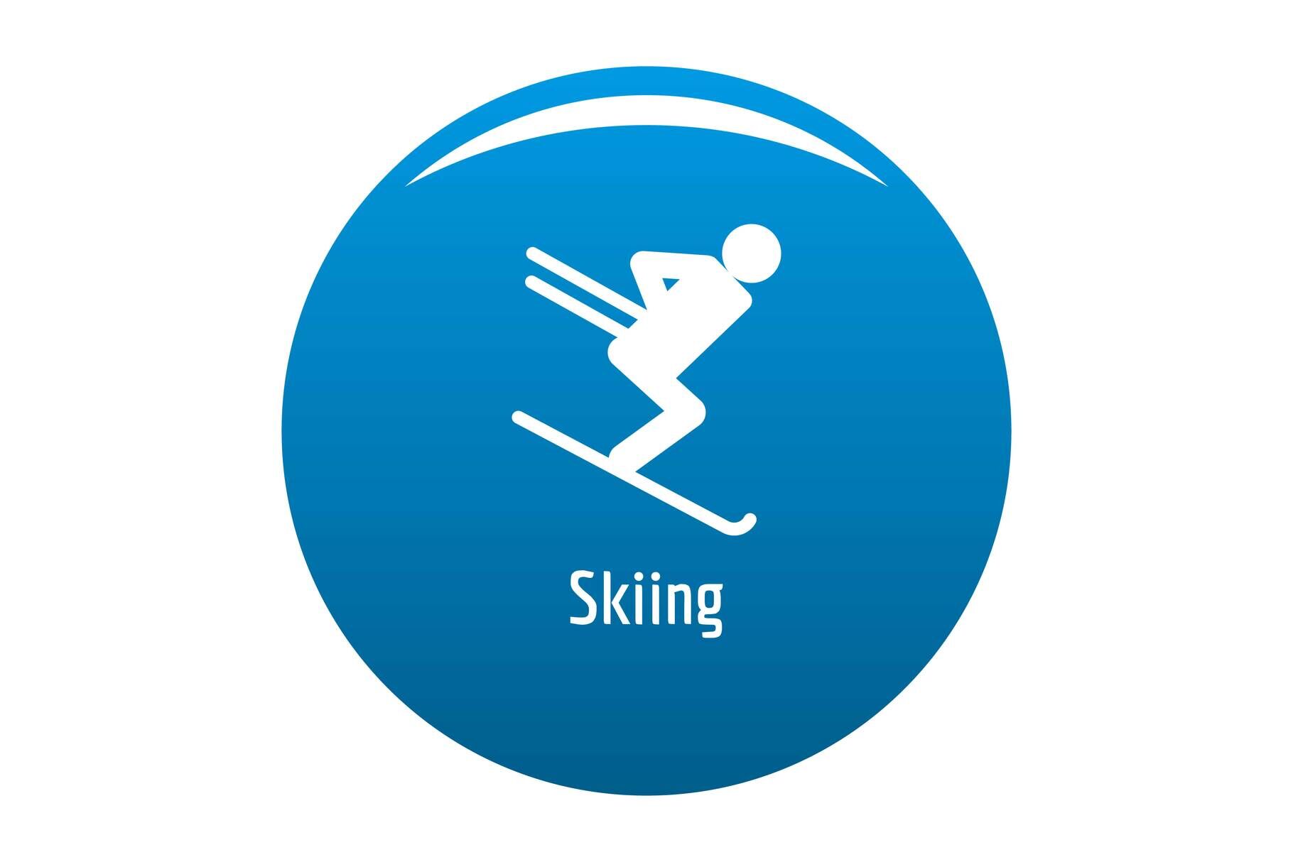 Skiing icon vector blue By Anatolir56 | TheHungryJPEG