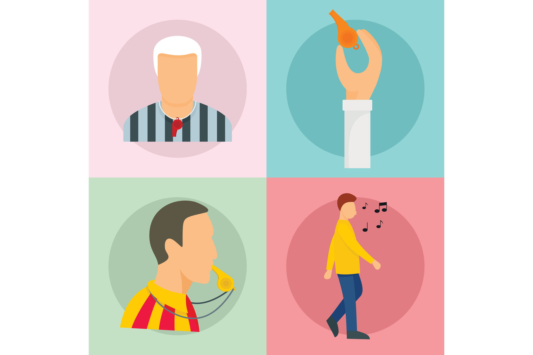 Whistle coaching banner concept set, flat style By Anatolir56