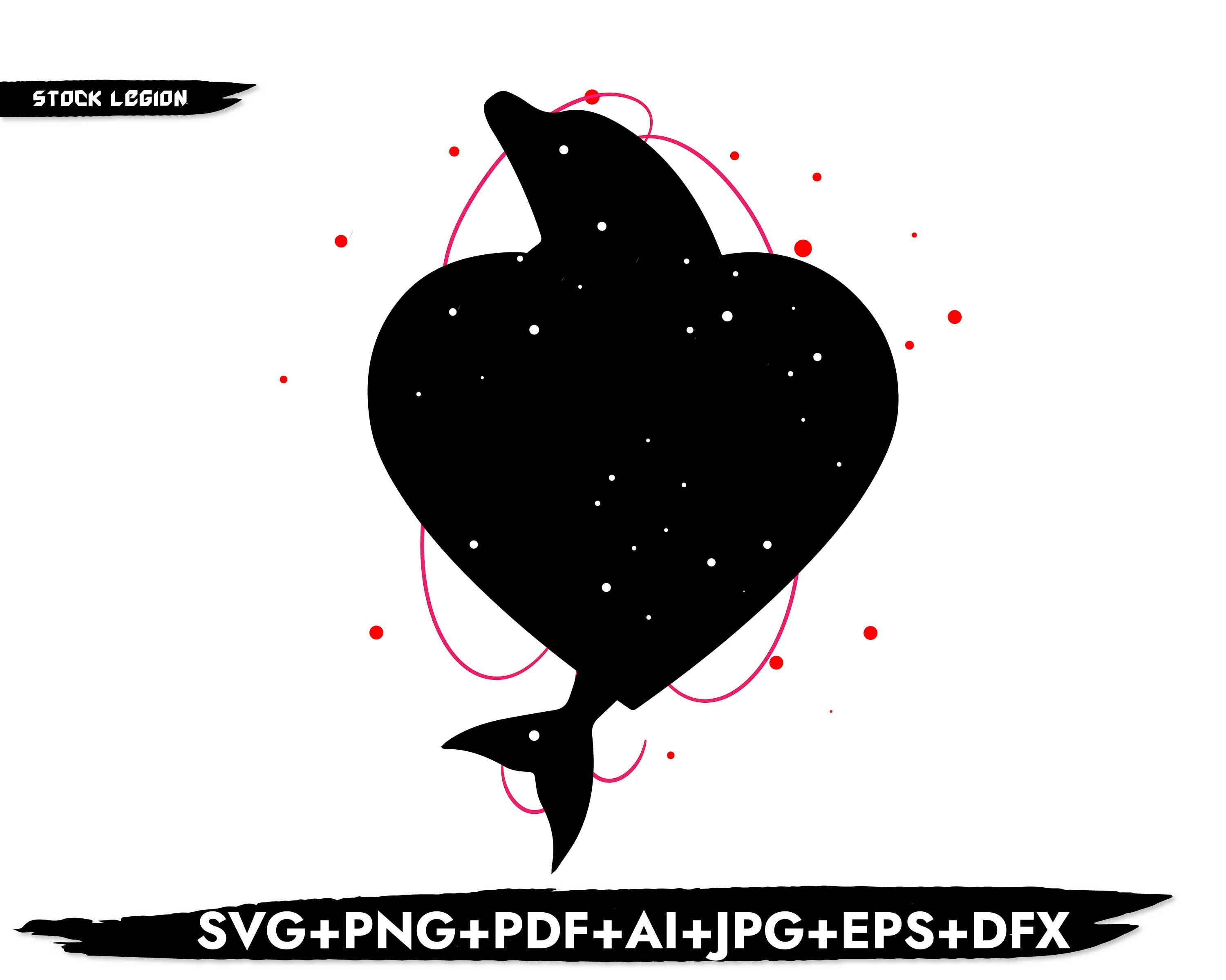 Dolphin Heart Black SVG By stockvectorsvg | TheHungryJPEG