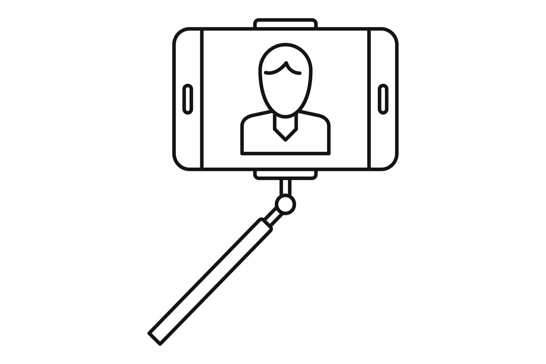 Man take selfie monopod icon, outline style By Anatolir56 | TheHungryJPEG