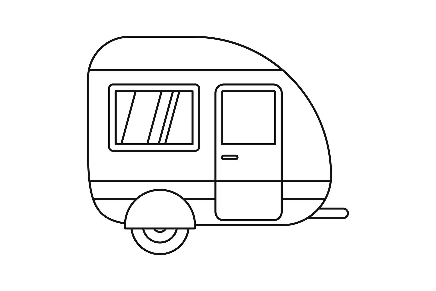 Travel trailer icon, outline style By Anatolir56 | TheHungryJPEG