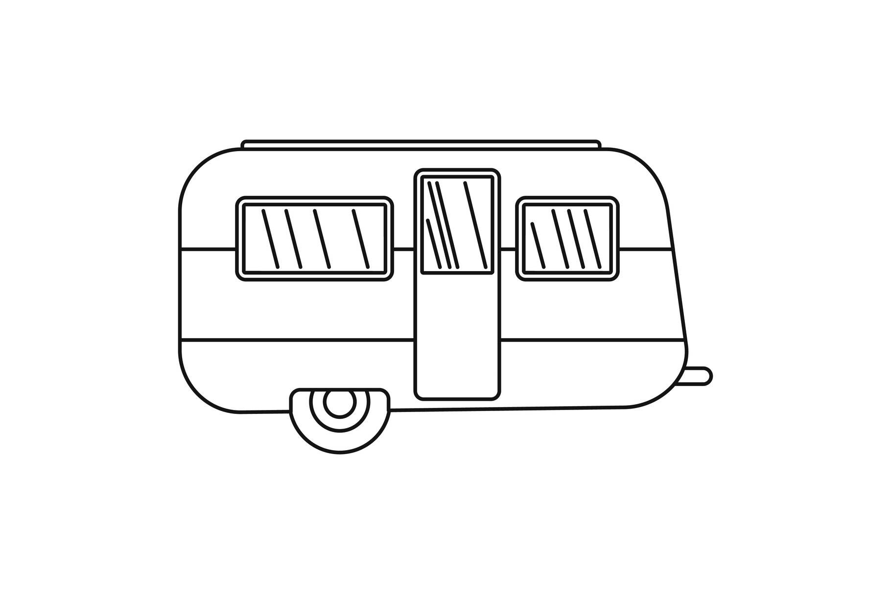 Retro travel trailer icon, outline style By Anatolir56 | TheHungryJPEG