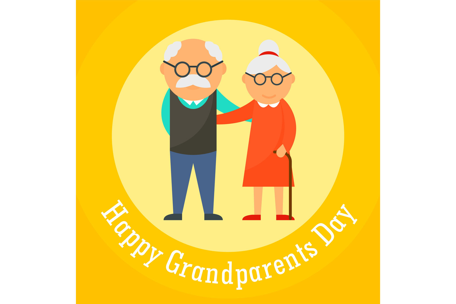 Happy grandparents day card background, flat style By Anatolir56 |  TheHungryJPEG