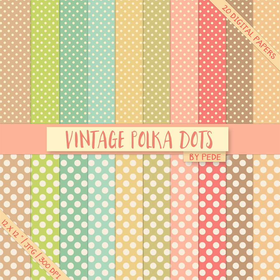 Download Pastel Vintage Polka Dots Digital Paper By Pededesigns Thehungryjpeg Com