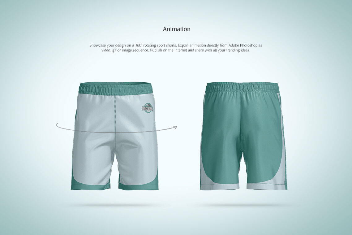 8 Mockups Shorts with Compression Line on Yellow Images Creative Store