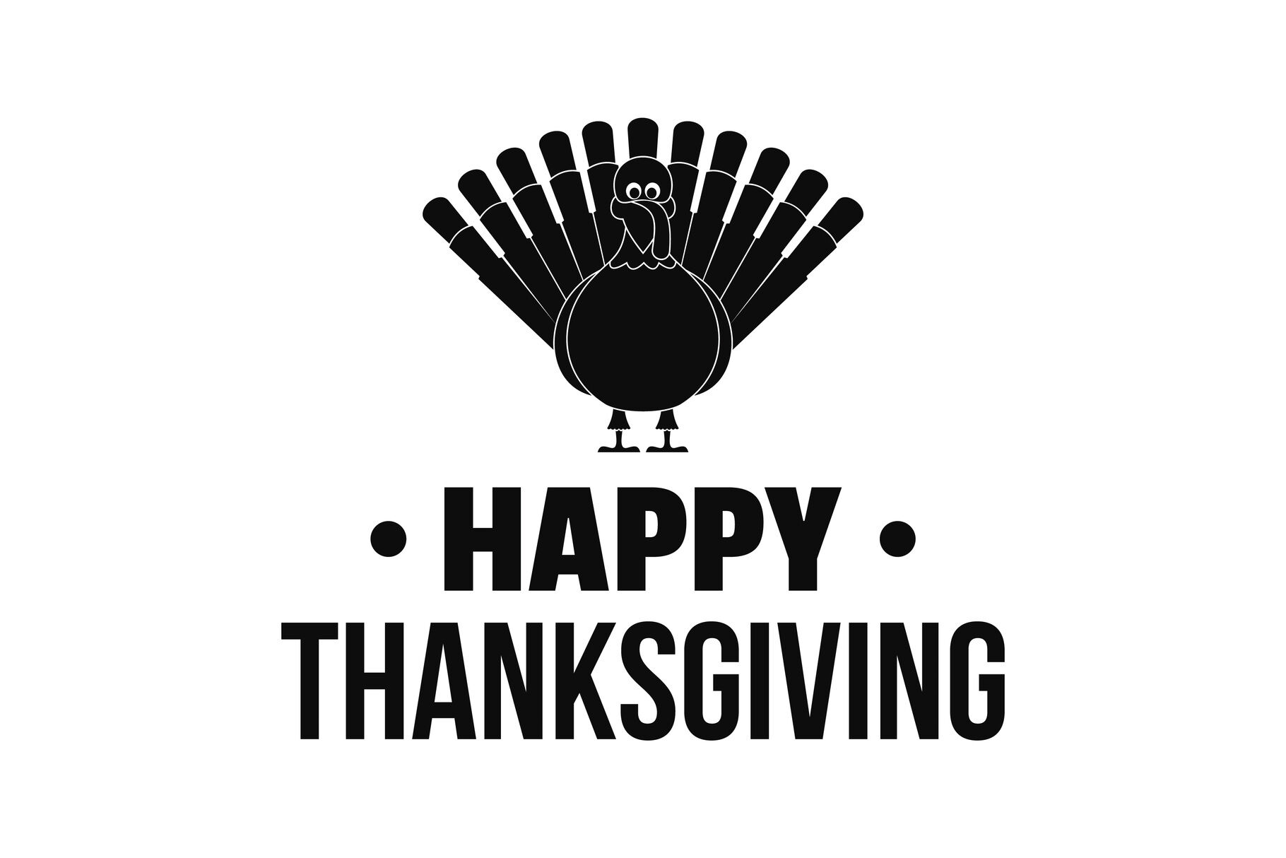 happy thanksgiving sign black and white