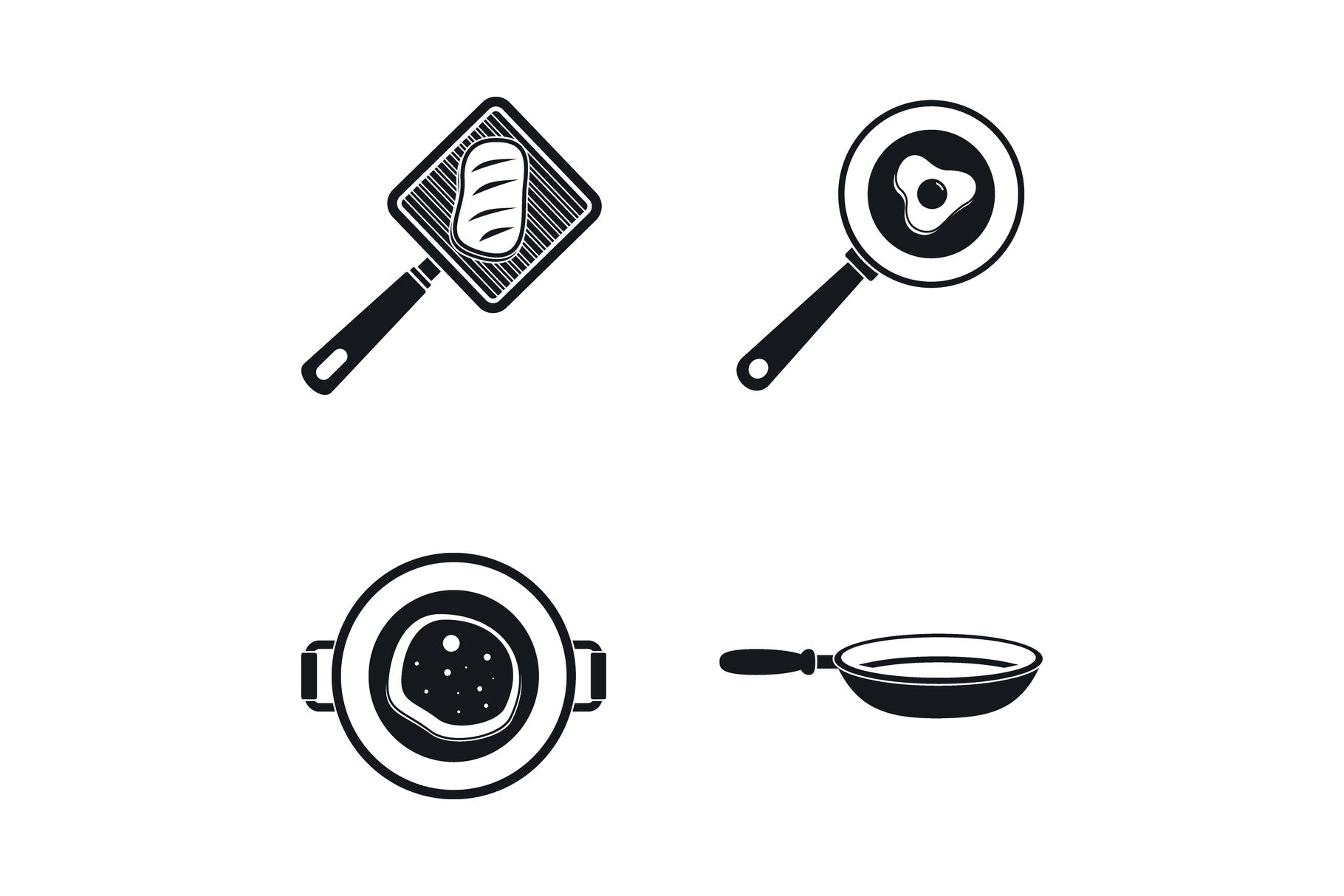 Kitchen griddle icon set, simple style By Anatolir56 | TheHungryJPEG.com