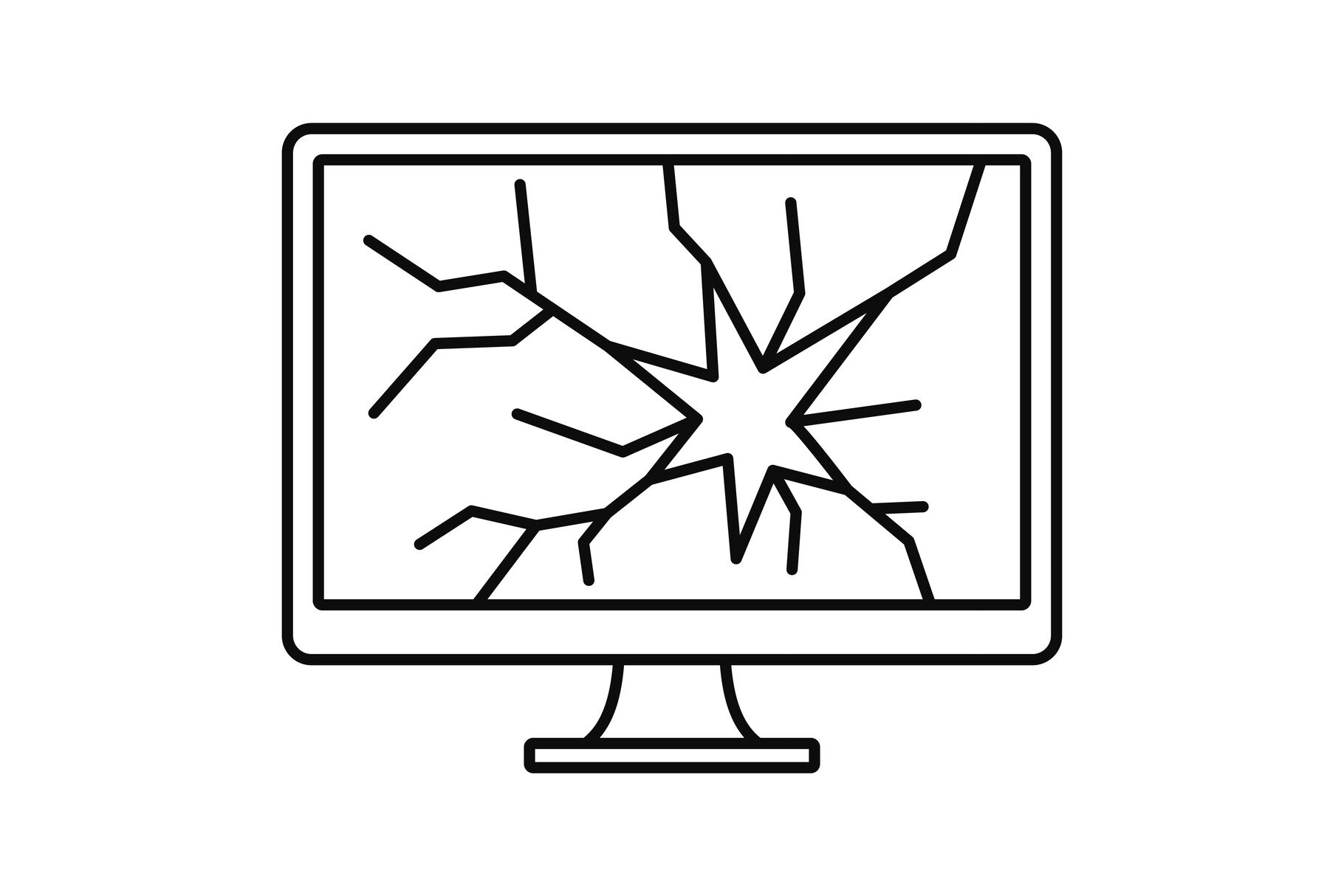 Broken computer monitor icon, outline style By Anatolir56 | TheHungryJPEG