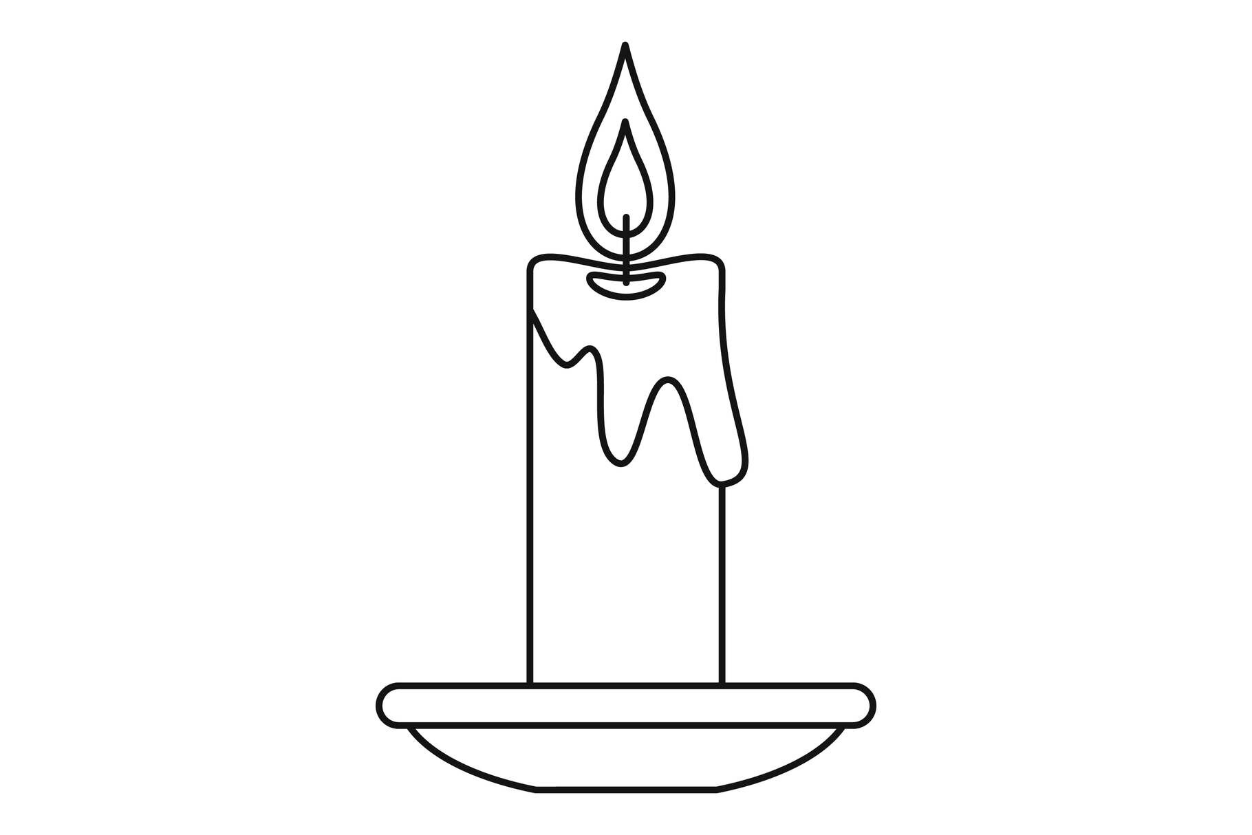 Burning candle icon, outline style By Anatolir56 | TheHungryJPEG