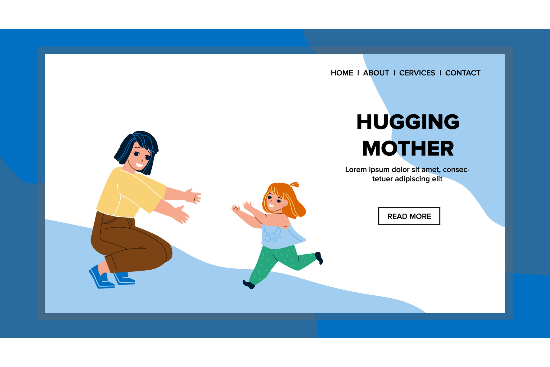 Download Hugging Mother Running Little Daughter Vector By sevector ...