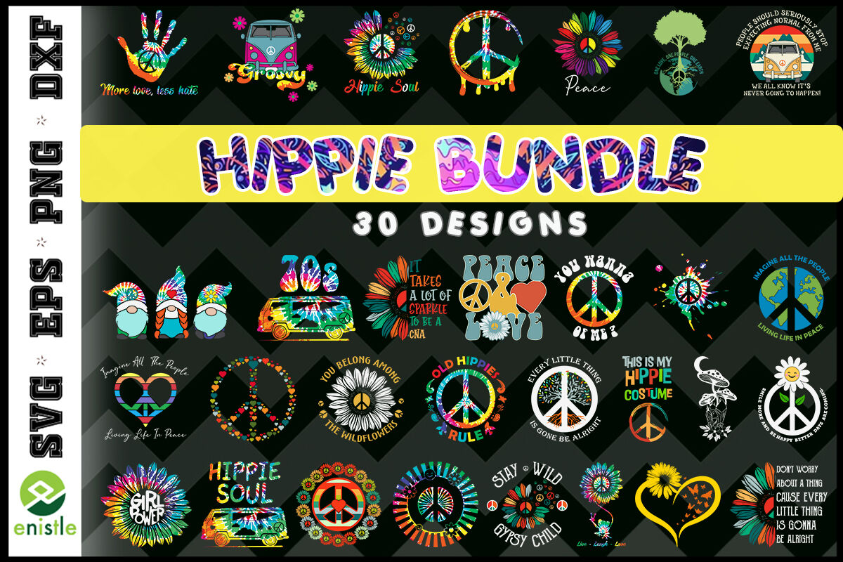 Hippie / Hippy Bundle SVG PNG JPG Transparent Background -  Israel