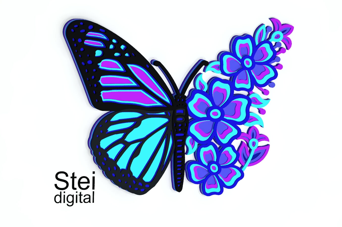 Download 3d Floral Butterfly Mandala Svg Dxf Cut Files Layered Butterfly Svg By Steidigital Thehungryjpeg Com