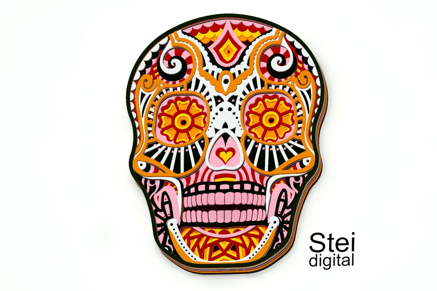 Sugar Skull With Flowers SVG, Mandala Flowers Skull SVG, Sugar