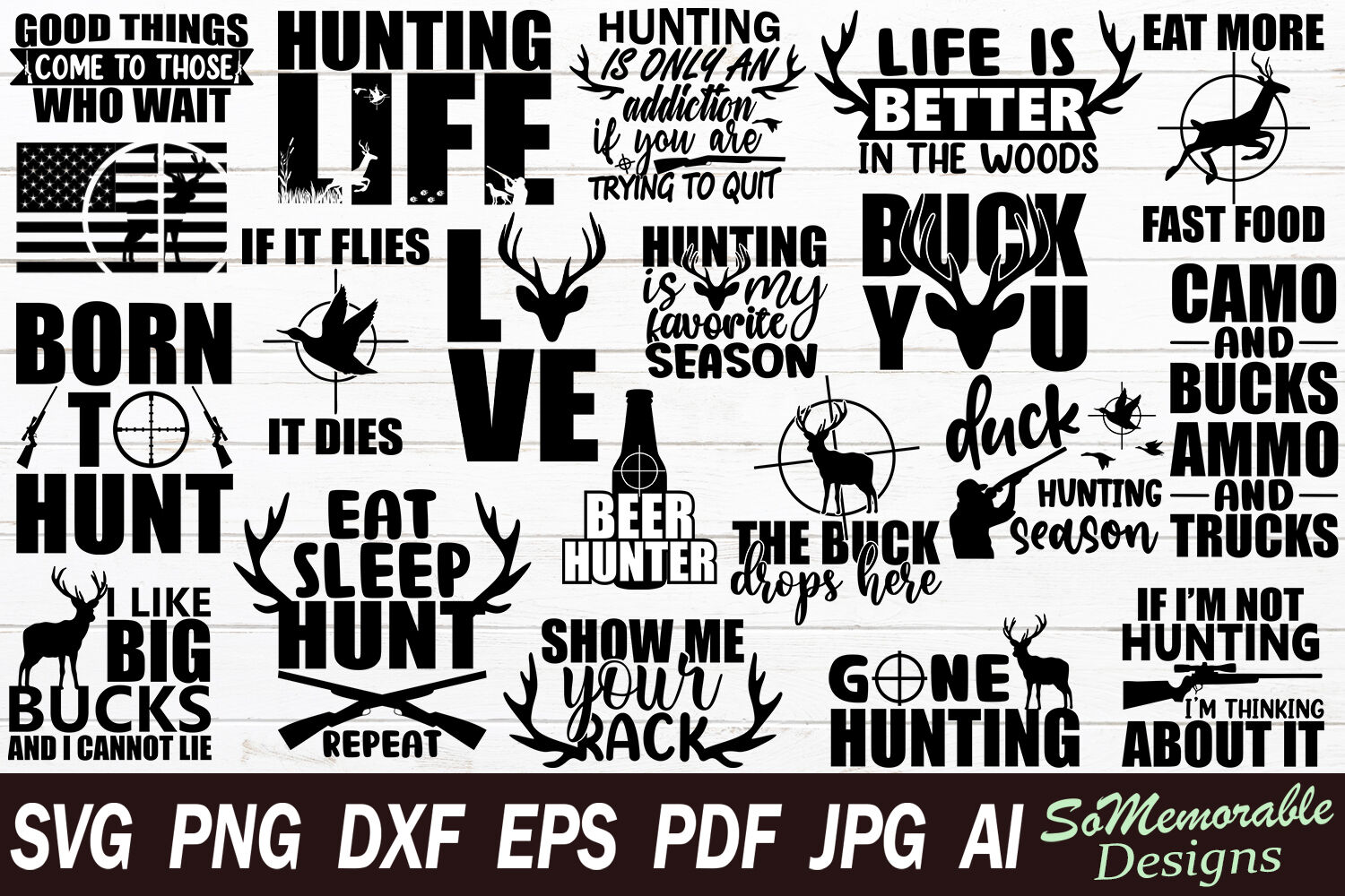 Hunting SVG Bundle By SoMemorableDesigns | TheHungryJPEG.com