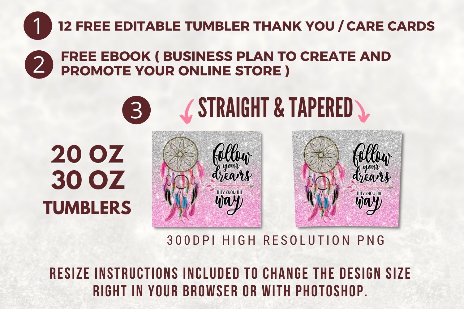 Dream Catcher Sublimation Tumbler Designs Pink Glitter 20oz Tumbler By  99TumblerDesigns