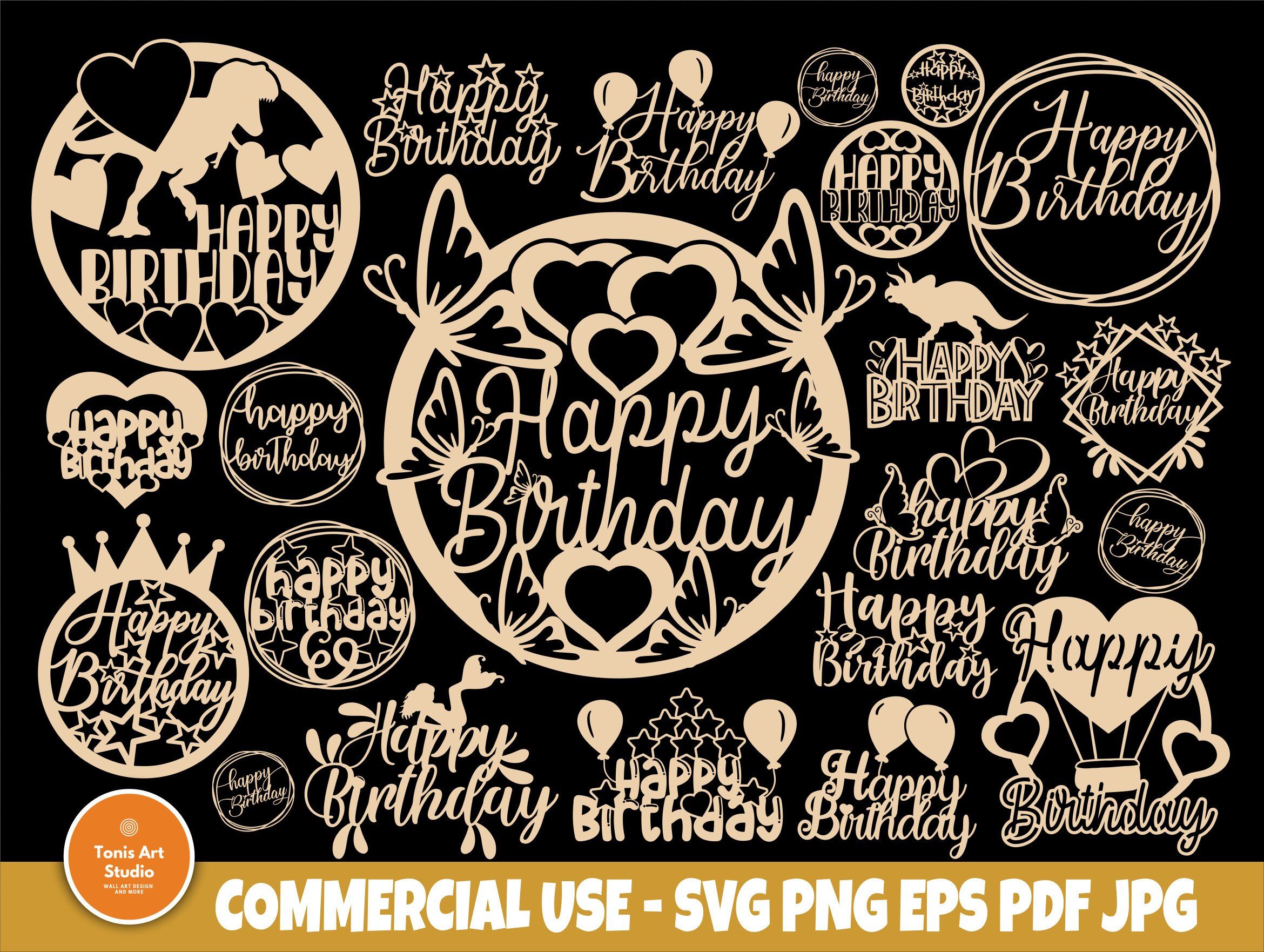 Download Happy Birthday Svg Cake Topper Svg Png By Tonisartstudio Thehungryjpeg Com