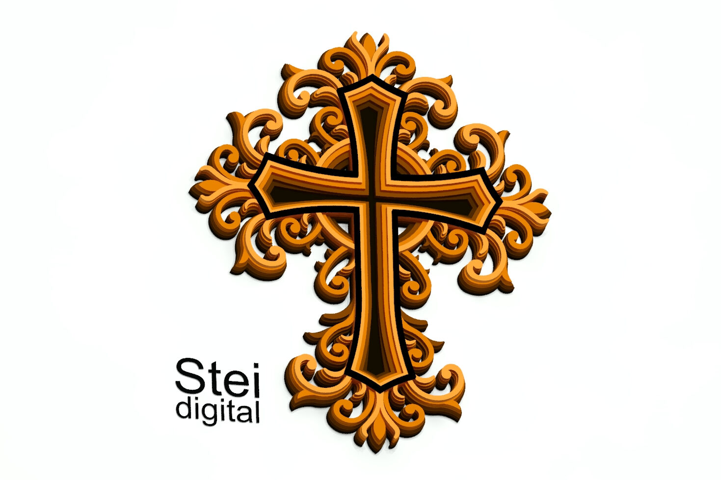 Download 3d cross SVG, DXF cut file, 3d layered Cross svg. By SteiDigital | TheHungryJPEG.com