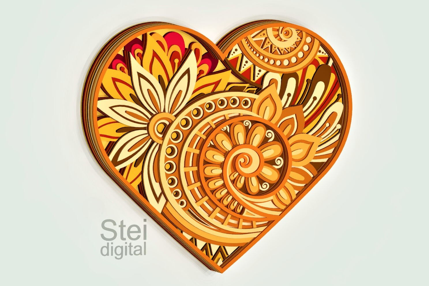 STL file Floral heart decoration, heart stencil printable 💜・Model to  download and 3D print・Cults