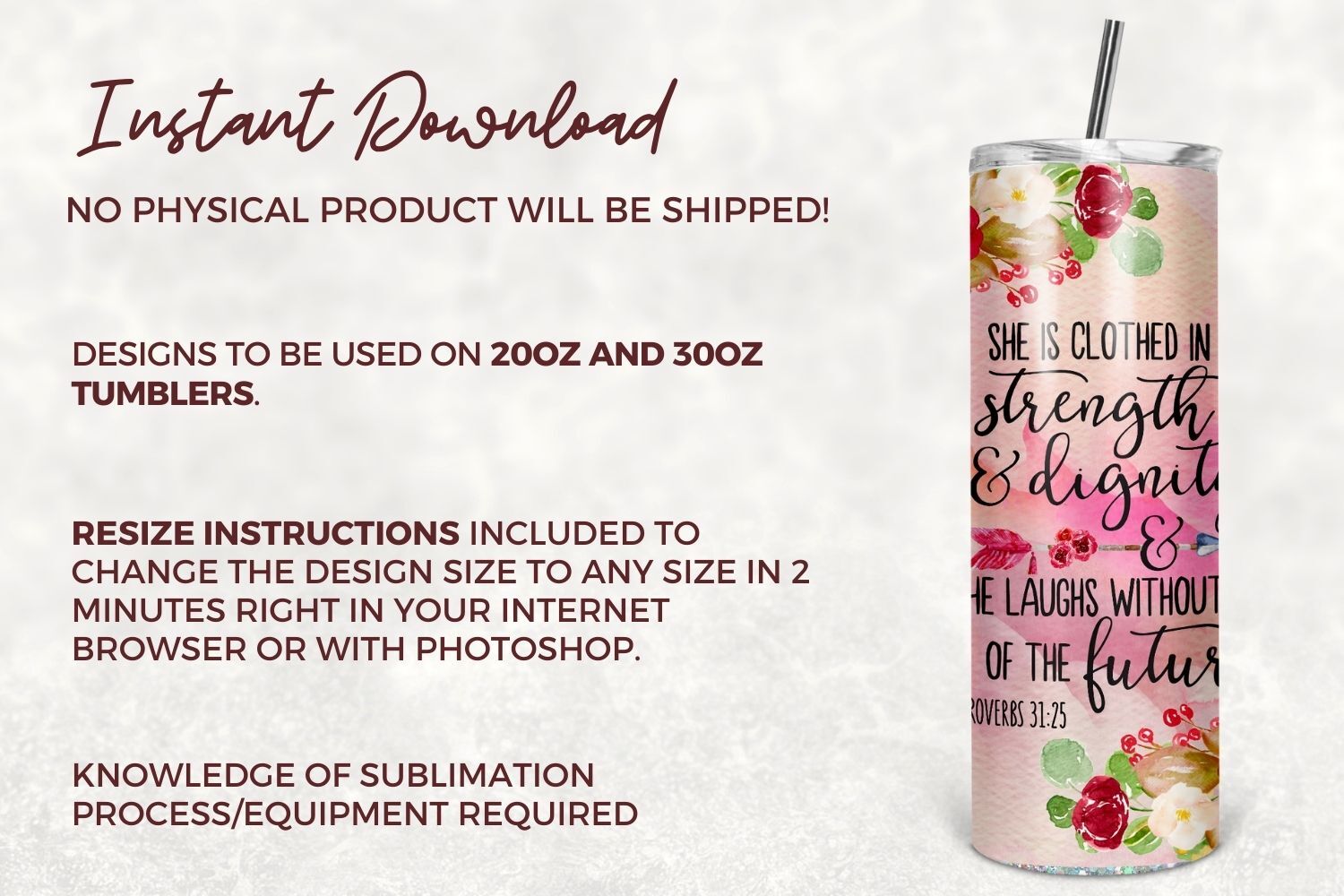 Psalm 103 Christian Tumbler Spanish 20oz Tumbler Sublimation 