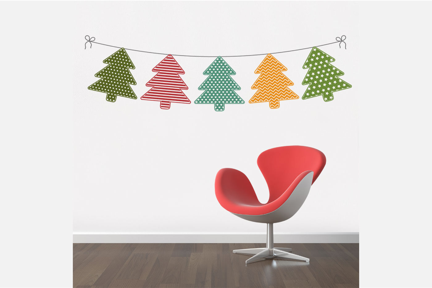 Christmas tree garland with an ornament, SVG format By LesinkaVector