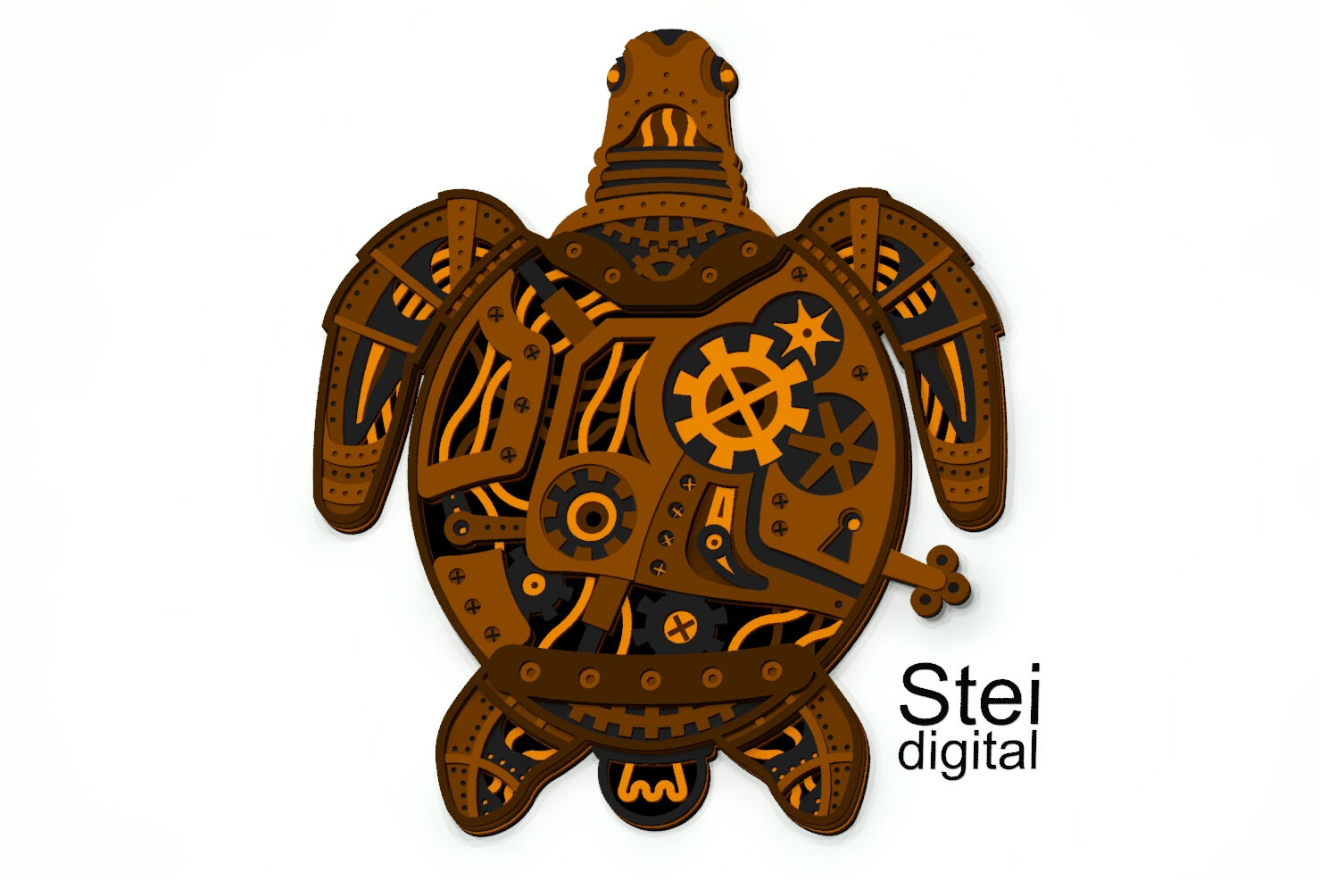 Steampunk Turtle SVG, Dxf cut files, 3d layered turtle SVG. By