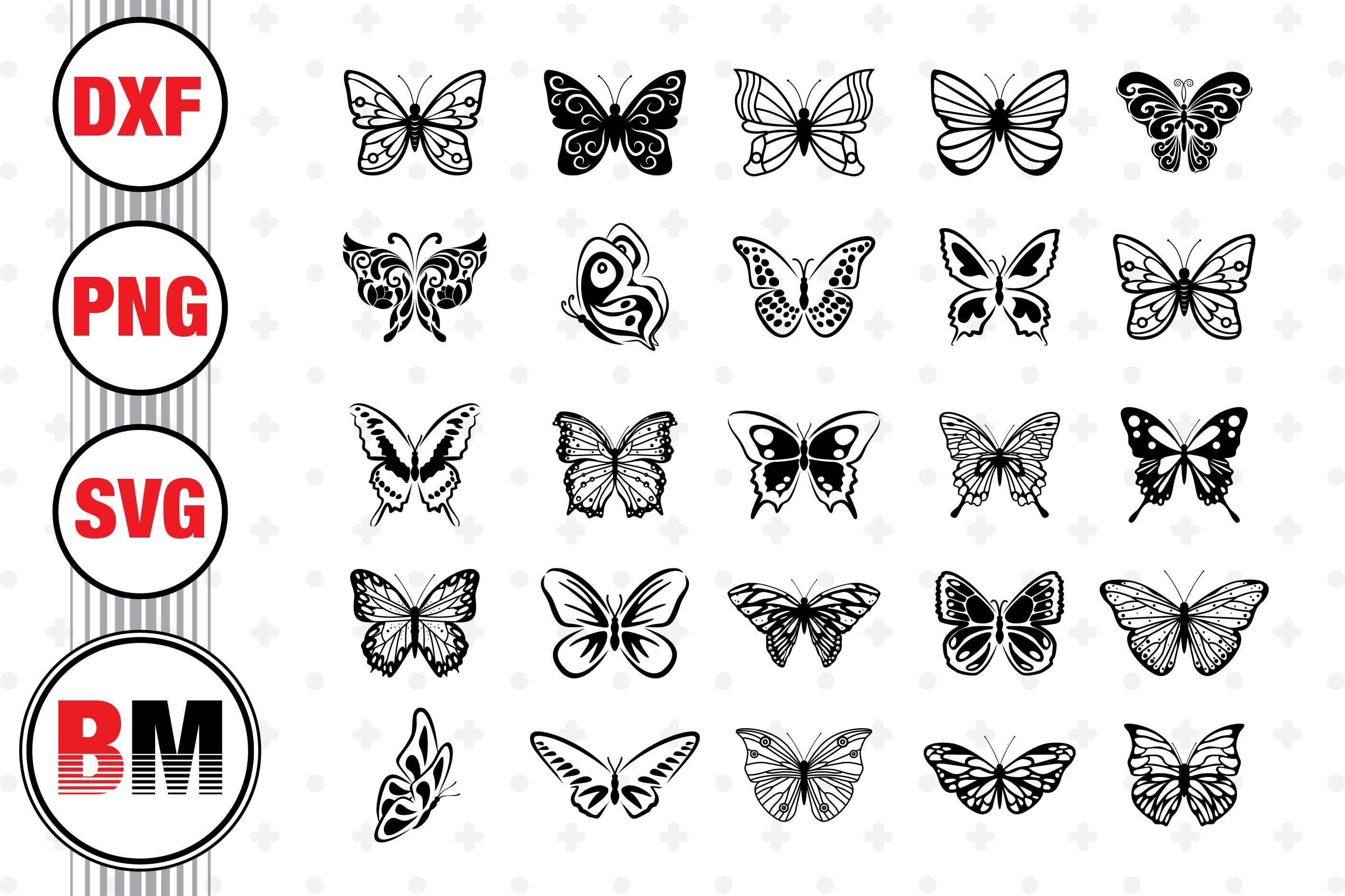 Butterfly Silhouette SVG, PNG, DXF Files By Bmdesign | TheHungryJPEG
