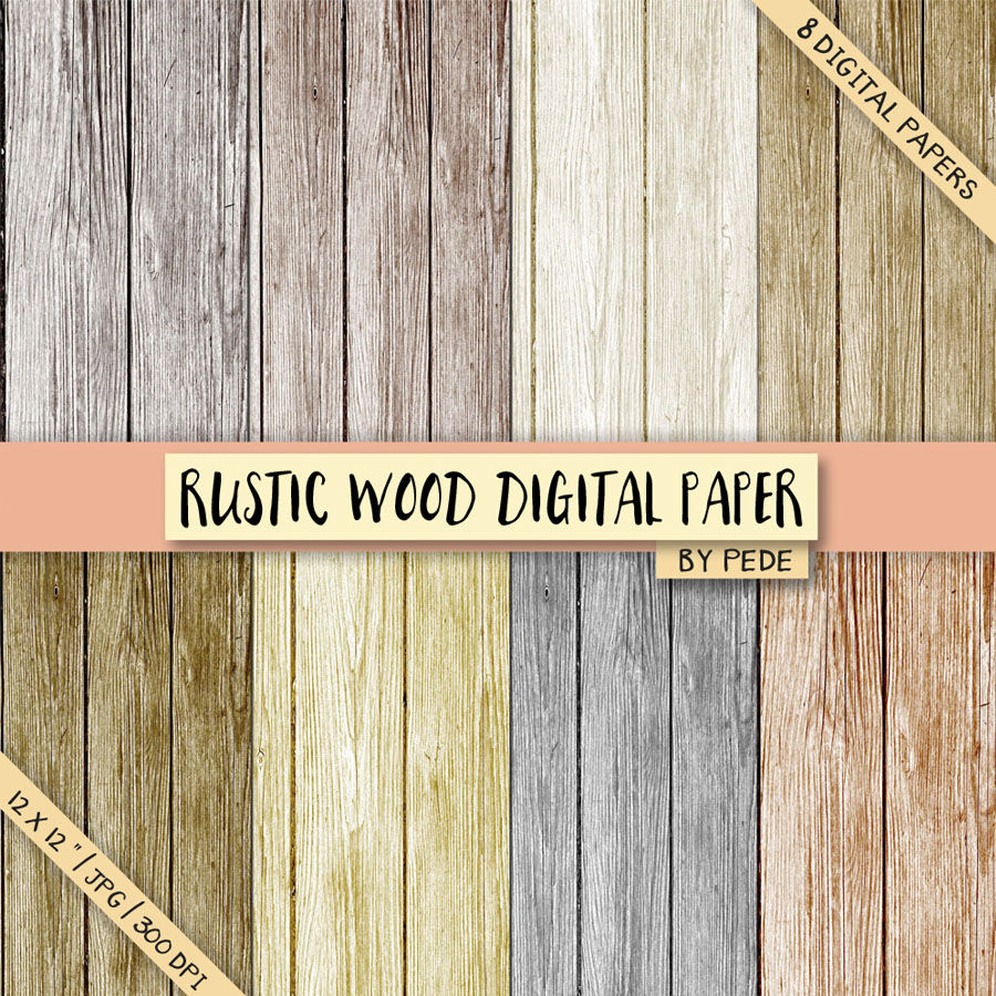 Rustic wood digital paper pack By PeDeDesigns | TheHungryJPEG.com