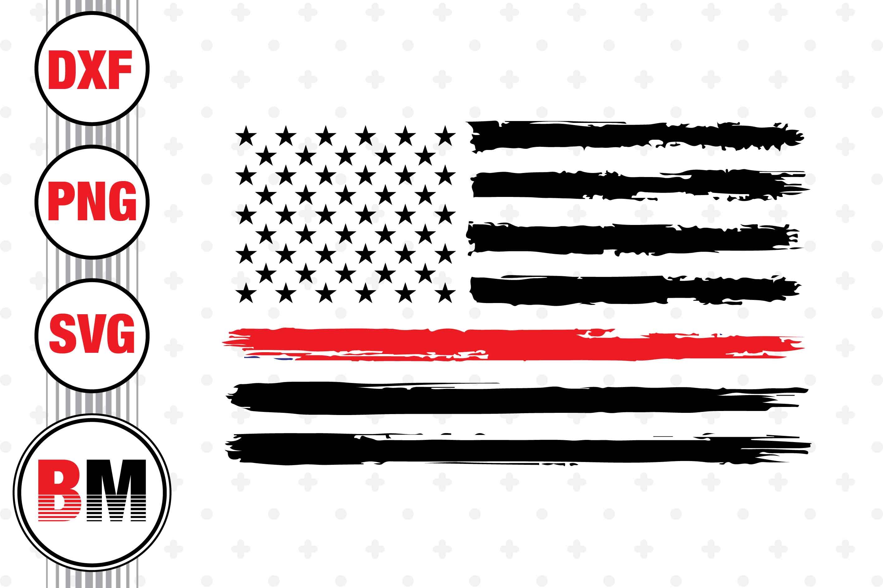 Distressed Thin Red American Flag SVG, PNG, DXF Files By Bmdesign ...