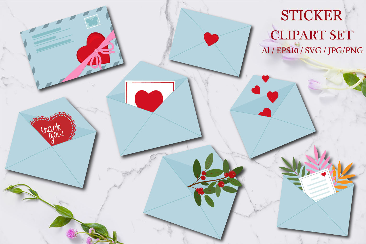 Envelope Stickers and clipart By LesinkaVector
