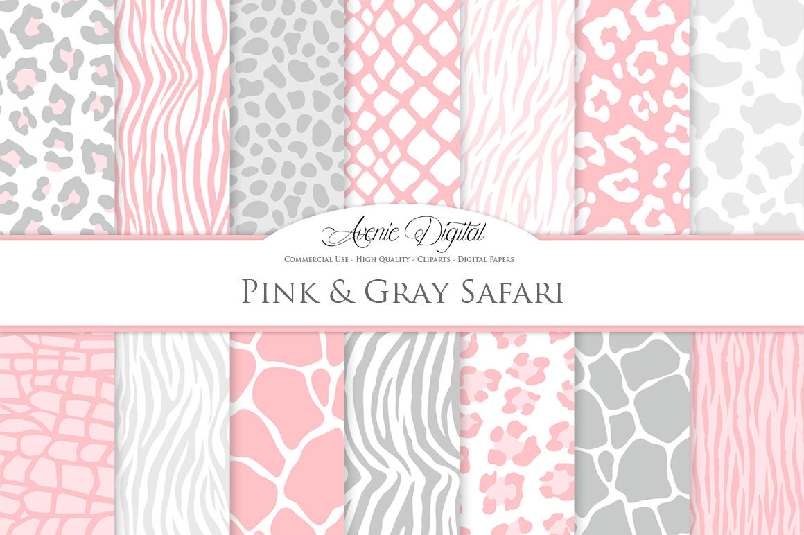 Pink Grey Animal Prints Background Seamless Vector Patterns By Aveniedigital Thehungryjpeg Com