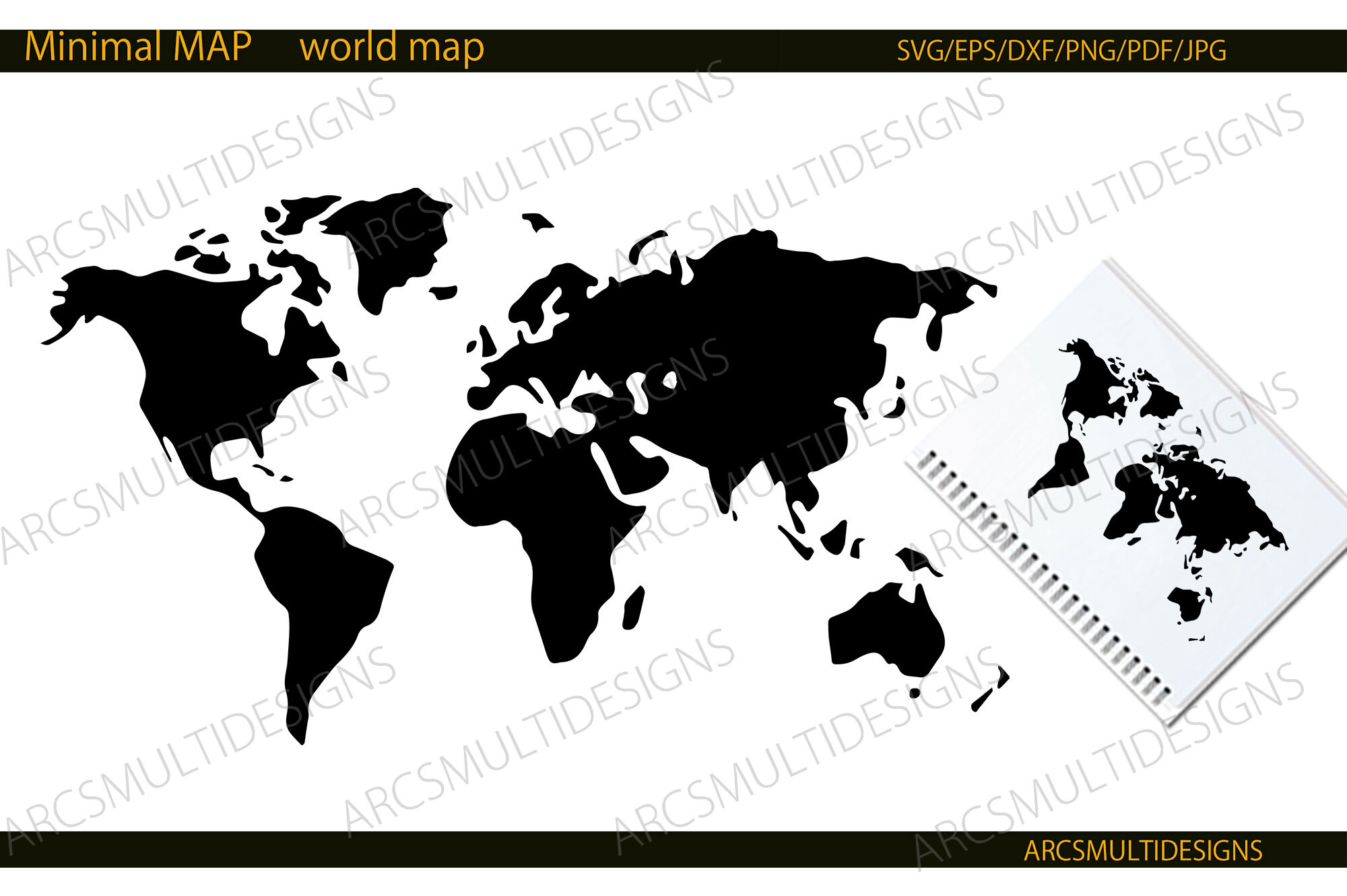 Minimalist world map silhouette By ArcsMultidesignsShop | TheHungryJPEG