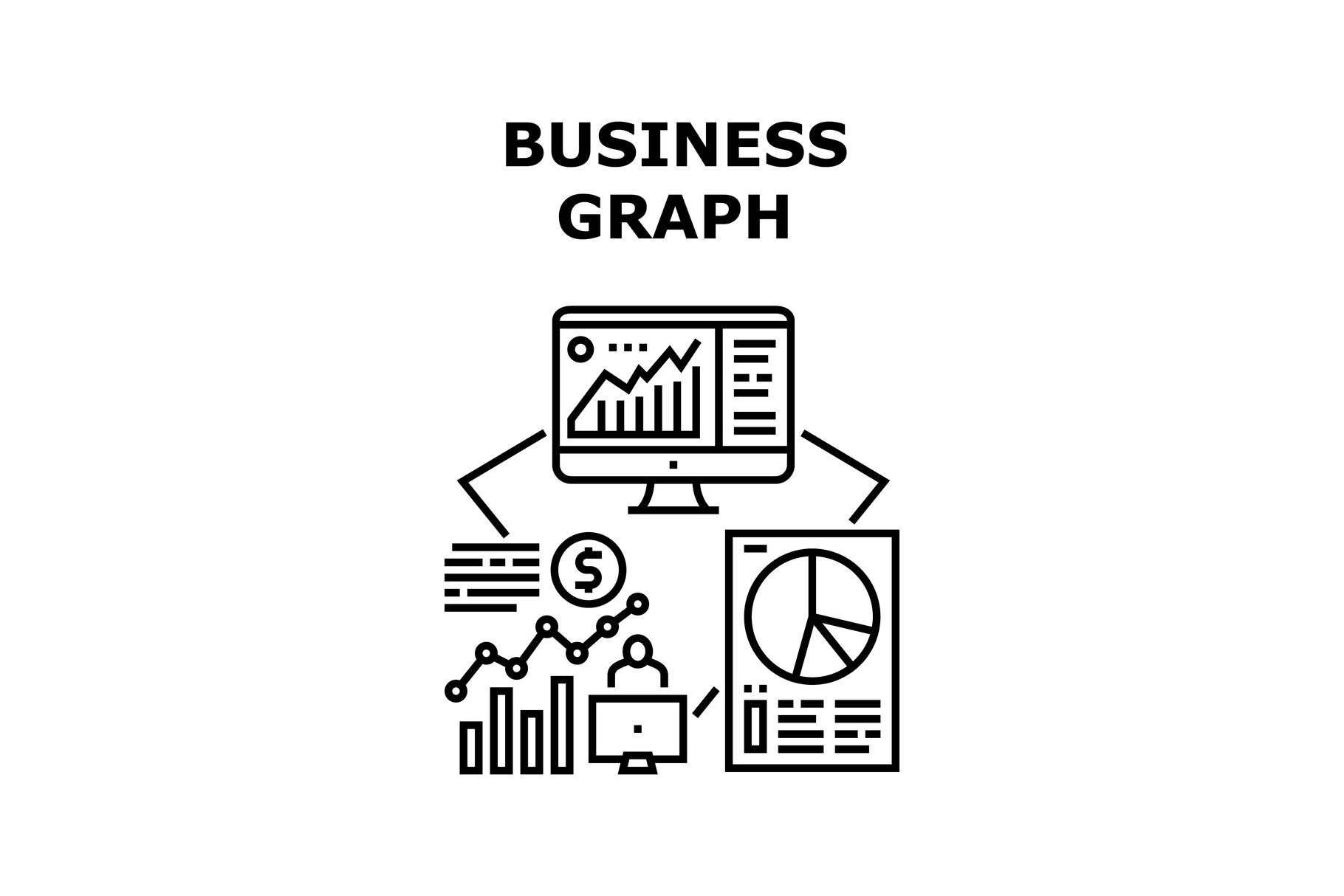 Business Graph Vector Concept Black Illustration By vectorwin ...