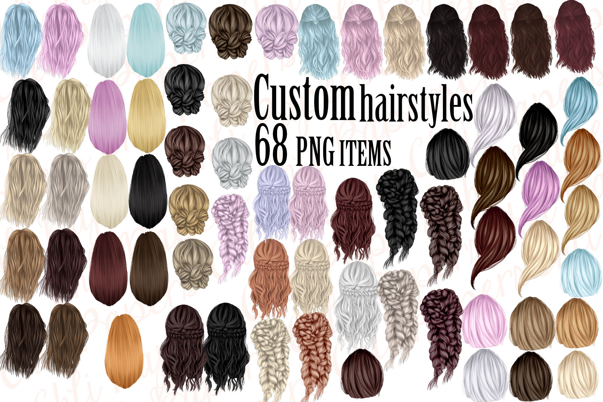 Custom Hairstyles Clipart,Hair clipart, Girls Hair Clipart By ChiliPapers |  TheHungryJPEG