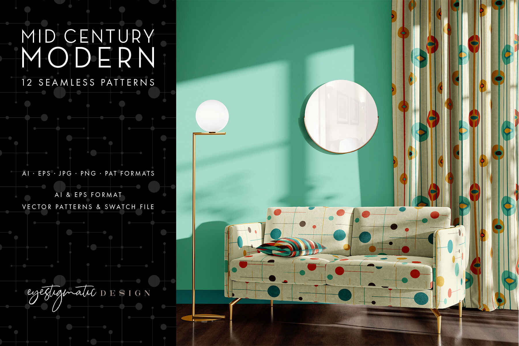 12 Seamless Mid Century Modern Patterns - Set 3 By Eyestigmatic