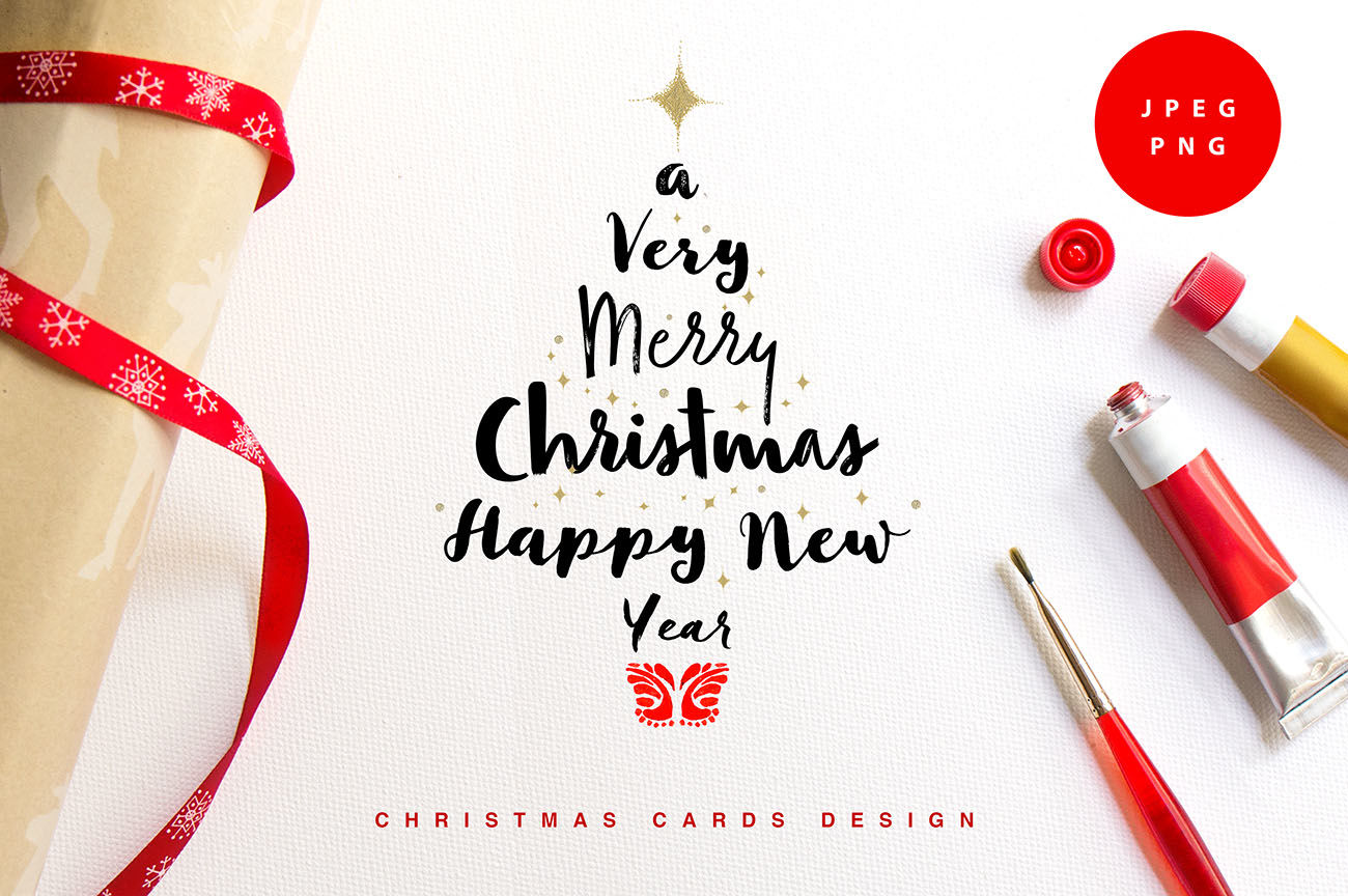 Merry Christmas Happy New Year Set By Sonice Design Thehungryjpeg Com