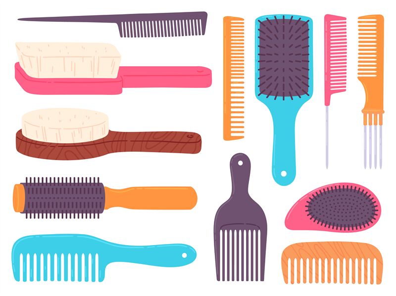 Cartoon hairbrushes and professional comb for hair styling. Curling an By  Tartila | TheHungryJPEG