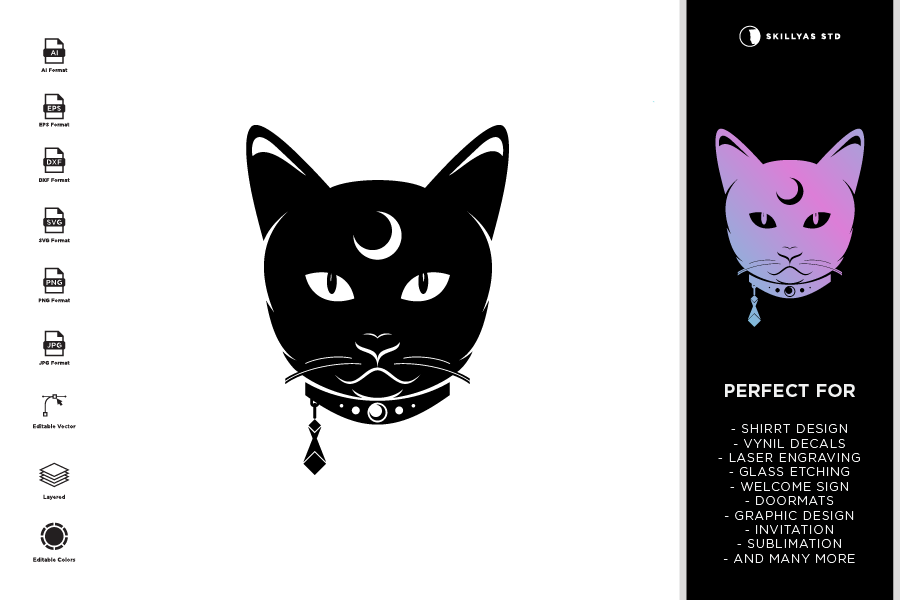 Black Cat SVG, Halloween svg, Silhouette Cricut Vinyl Iron