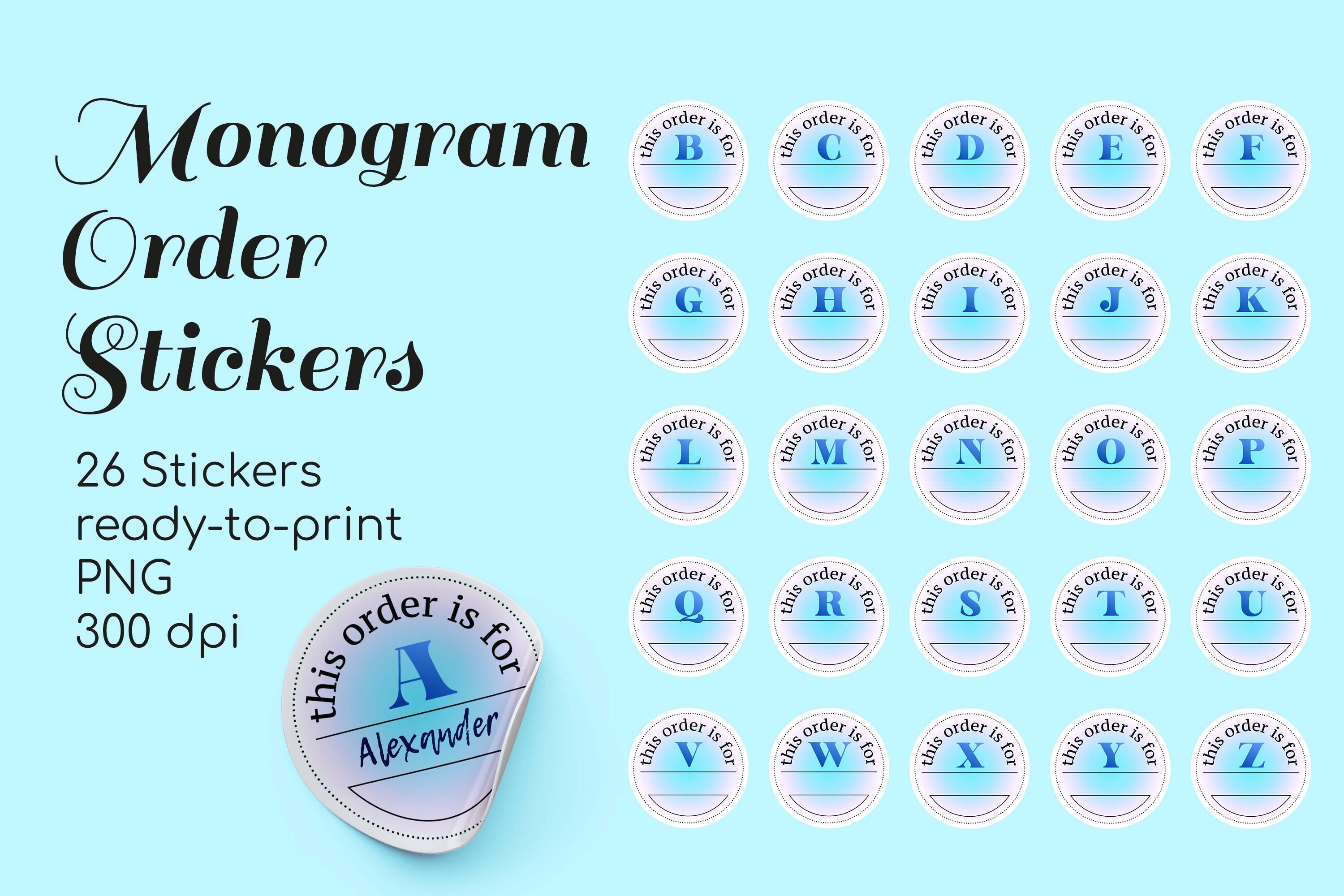 Monogram Order Small Business Stickers Print & Cut Template By Art is mrrr
