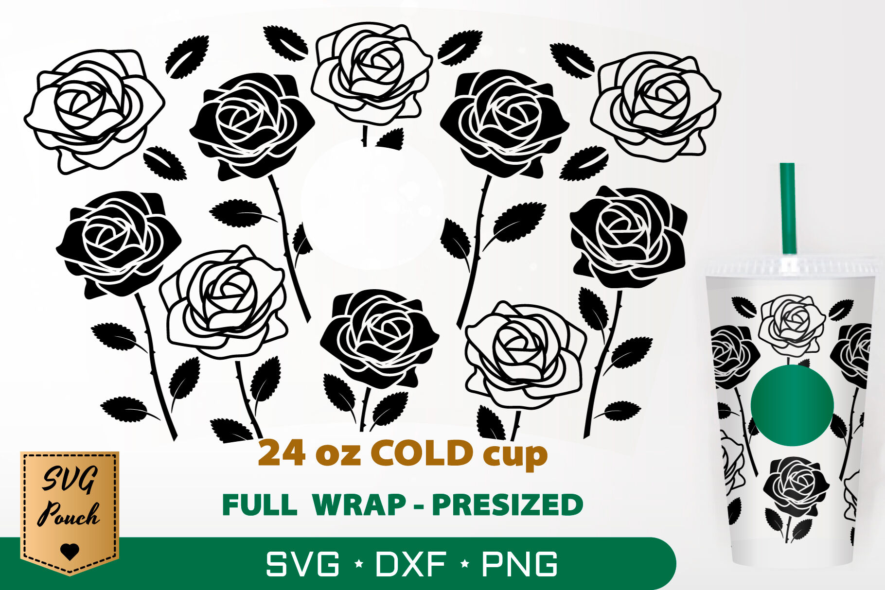 Roses cup wrap SVG By SVGPouch | TheHungryJPEG