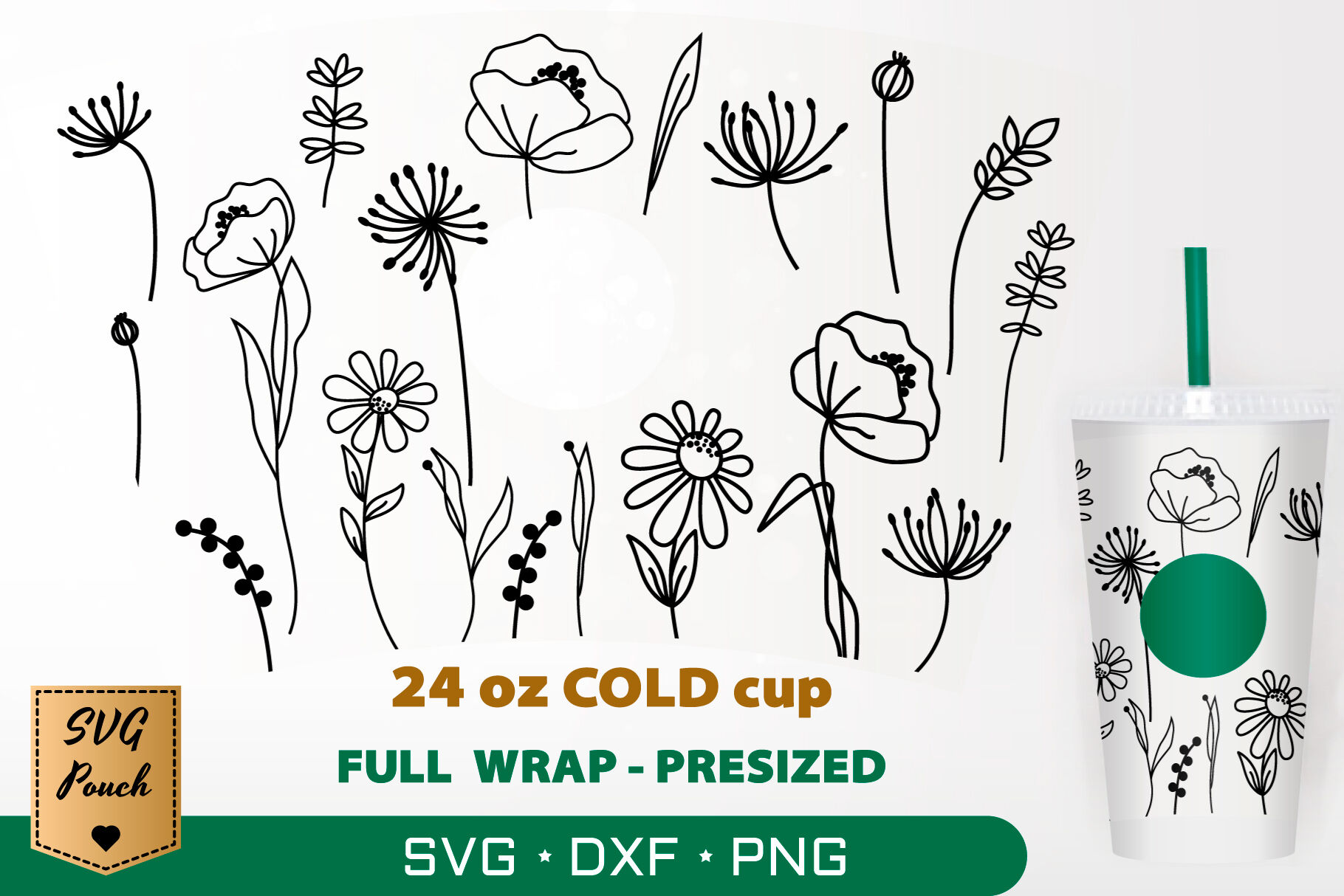 Wildflowers cup wrap SVG By SVGPouch | TheHungryJPEG