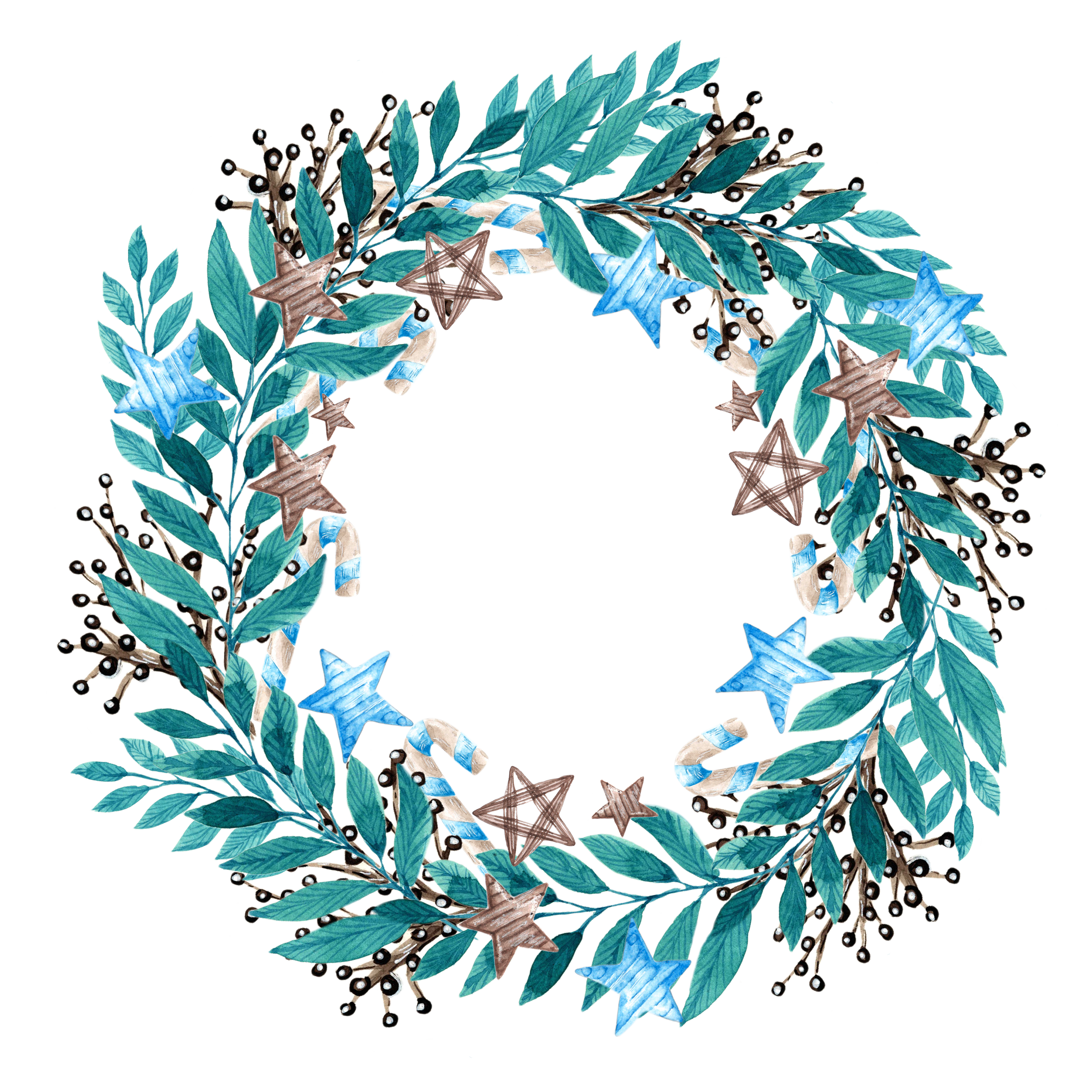 cottonwood leaf wreath clip art