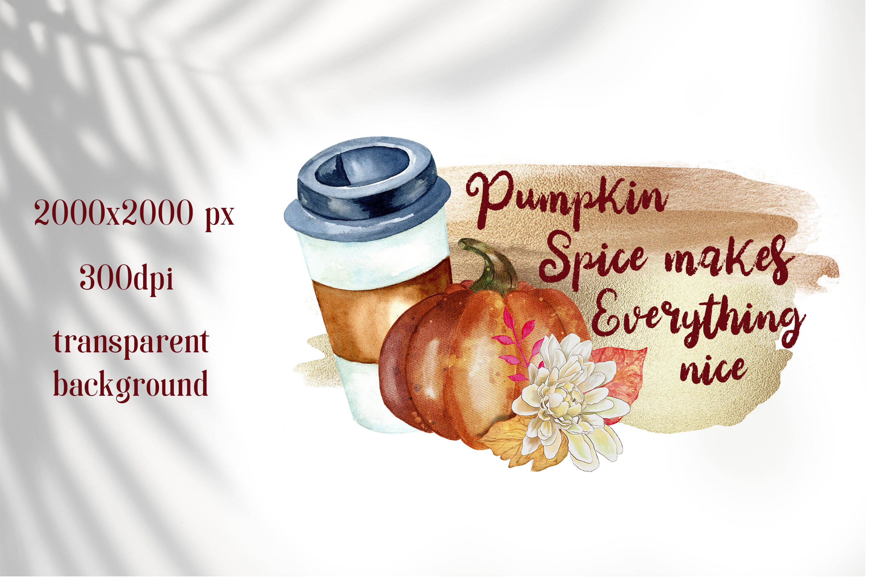 watercolor pumpkin spice and everything nice, watercolor pumpkin