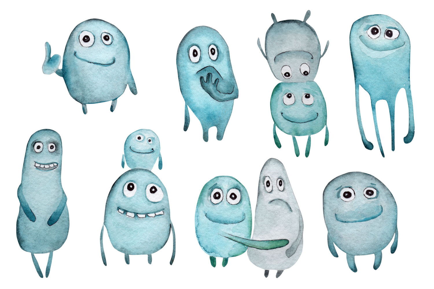 Cute ghosts png By WaterCreaturesColor | TheHungryJPEG