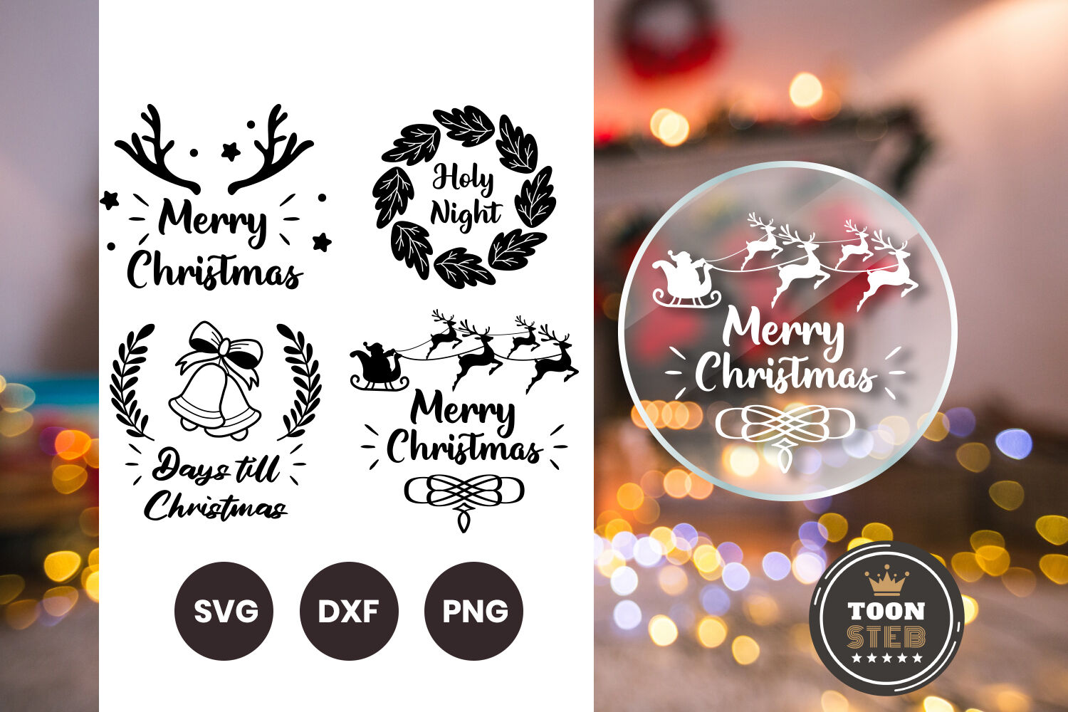 Merry Christmas Round Shape svg Vol 3 By toonsteb | TheHungryJPEG