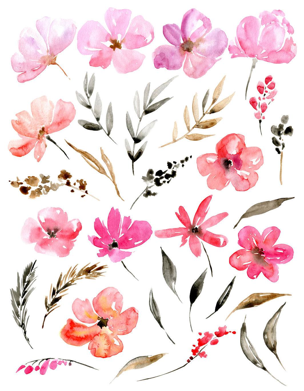 Pink Watercolor Png Flowers By WatercolorFlowers TheHungryJPEG Com