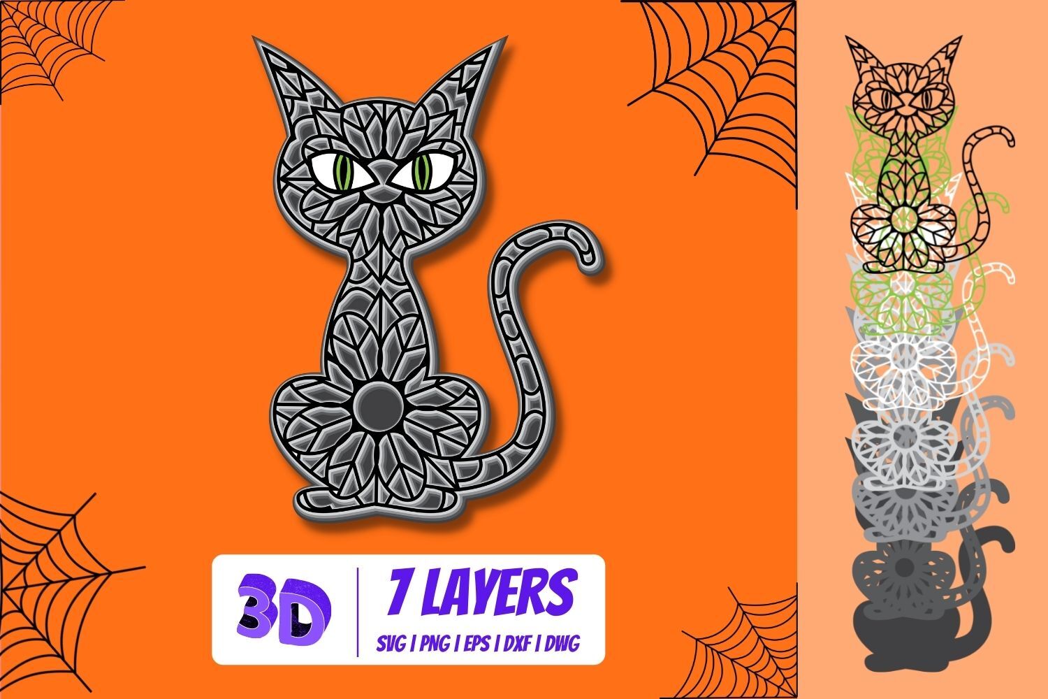 3D Black Cat SVG Cut File By SvgOcean | TheHungryJPEG