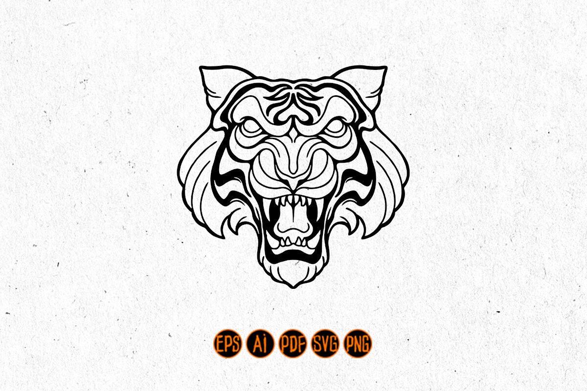 Tribal tiger jump - vector tattoo Stock Vector | Adobe Stock