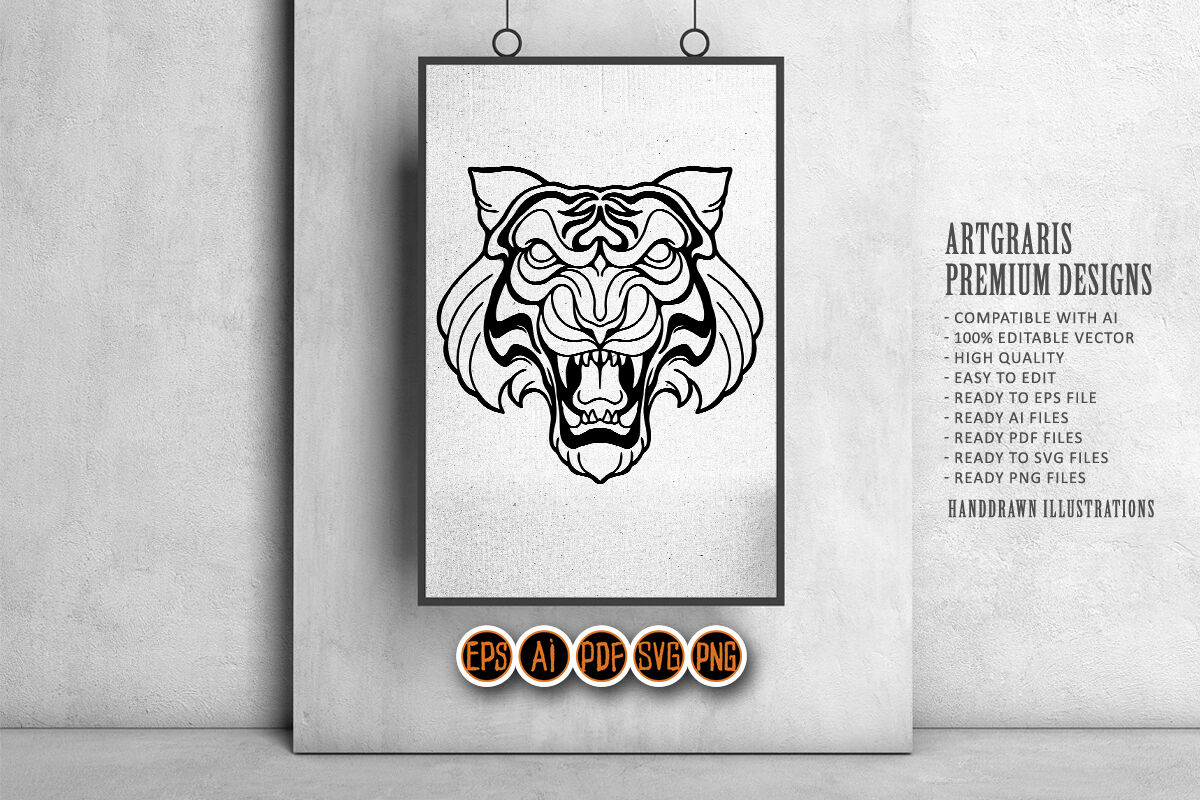 benjibaakar:tiger-design-outline-tiger-tattoo-tiger-design-mandala-tattoo -mandala-linework
