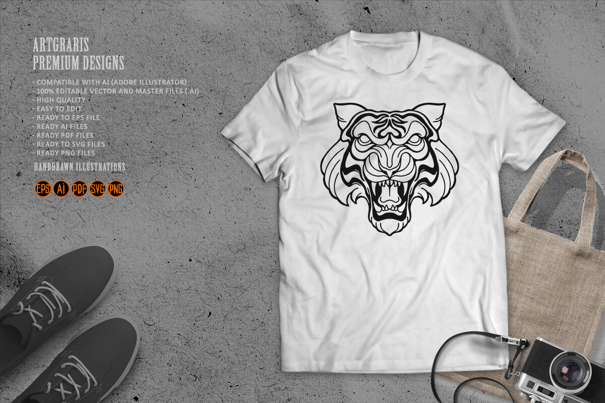 Premium Vector  Tiger head design vector illustration and t shirt design